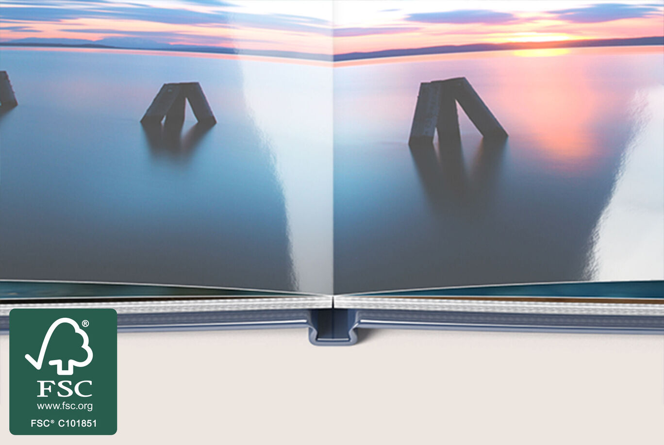 Open CEWE PHOTO BOOK with a landscape picture