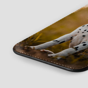 A detailed, high-quality photo book with a unique design featuring a creative depiction of a cheetah in warm colors.