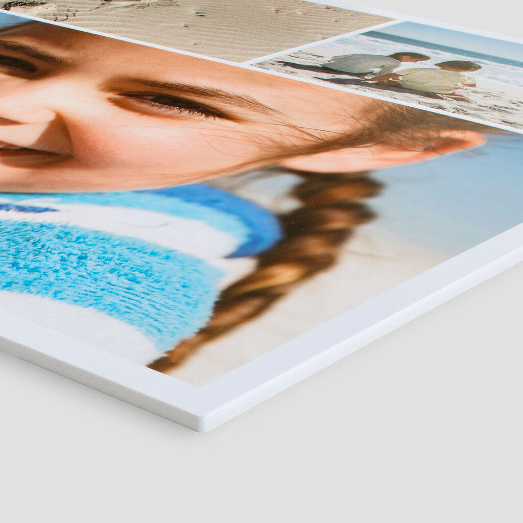 Girl with braided hair smiles, vacation memories in the background. Beach and photos for summer vibes.